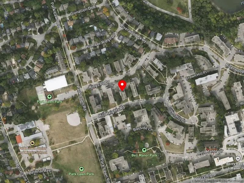 RentSafeTO apartment evaluation satellite view of 6 HILL HEIGHTS RD in Etobicoke-Lakeshore, Toronto