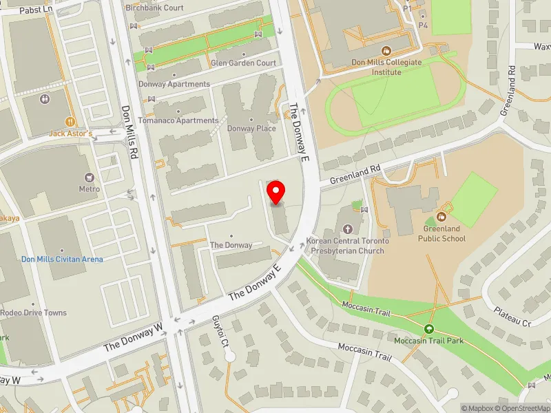 RentSafeTO apartment evaluation map view of 6 THE DONWAY E in Don Valley East, Toronto