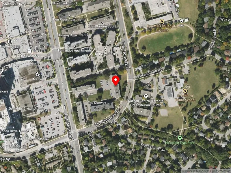RentSafeTO apartment evaluation satellite view of 6 THE DONWAY E in Don Valley East, Toronto