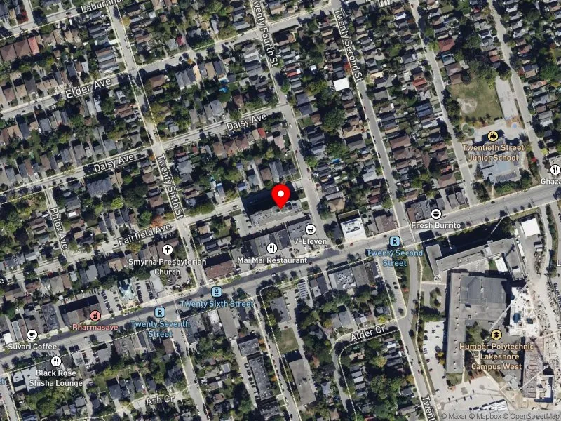 RentSafeTO apartment evaluation satellite view of 6 TWENTY FOURTH ST in Etobicoke-Lakeshore, Toronto