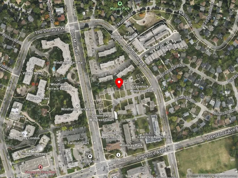 RentSafeTO apartment evaluation satellite view of 6 WINGREEN CRT in Don Valley East, Toronto