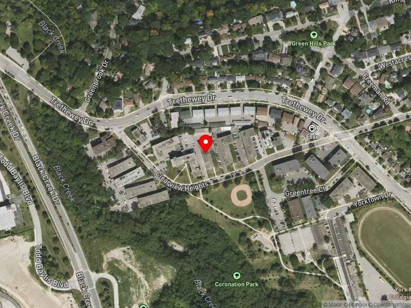 RentSafeTO apartment evaluation satellite view of 60 CLEARVIEW HTS in York South-Weston, Toronto