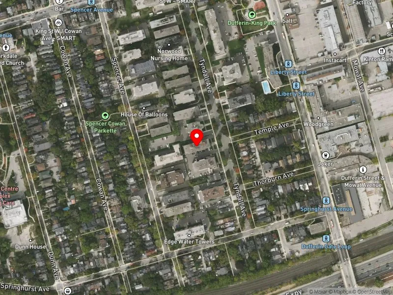 RentSafeTO apartment evaluation satellite view of 60 TYNDALL AVE in Parkdale-High Park, Toronto