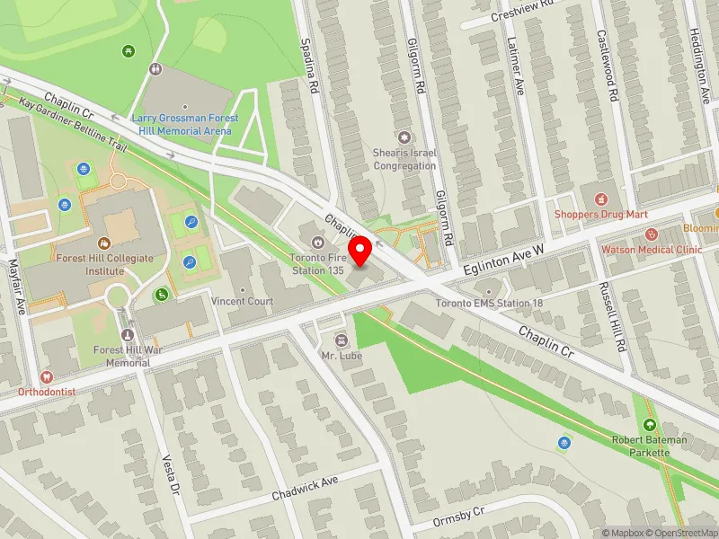 RentSafeTO apartment evaluation map view of 600 EGLINTON AVE W in Eglinton-Lawrence, Toronto