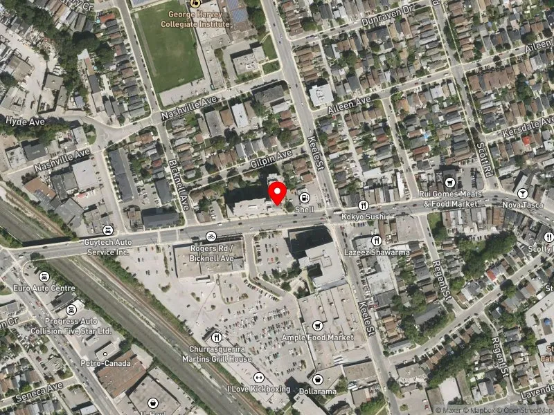 RentSafeTO apartment evaluation satellite view of 600 ROGERS RD in York South-Weston, Toronto