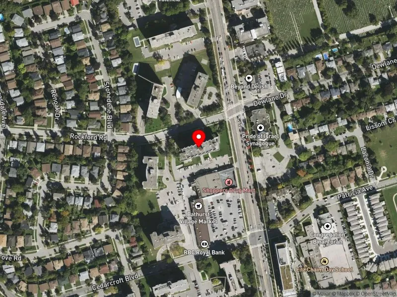 RentSafeTO apartment evaluation satellite view of 6000 BATHURST ST in York Centre, Toronto