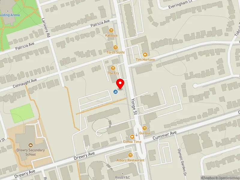 RentSafeTO apartment evaluation map view of 6000 YONGE ST in Willowdale, Toronto