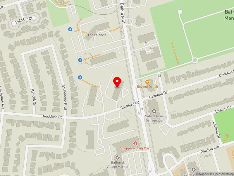 RentSafeTO apartment evaluation map view of 6010 BATHURST ST in York Centre, Toronto