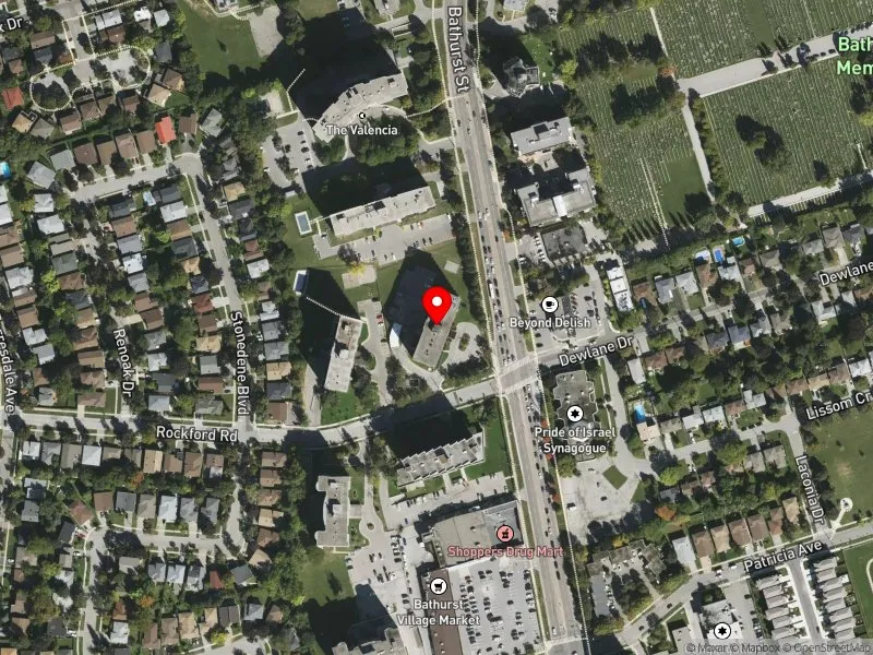 RentSafeTO apartment evaluation satellite view of 6010 BATHURST ST in York Centre, Toronto