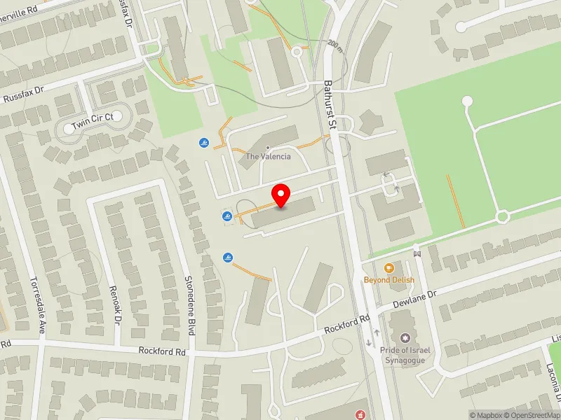 RentSafeTO apartment evaluation map view of 6020 BATHURST ST in York Centre, Toronto