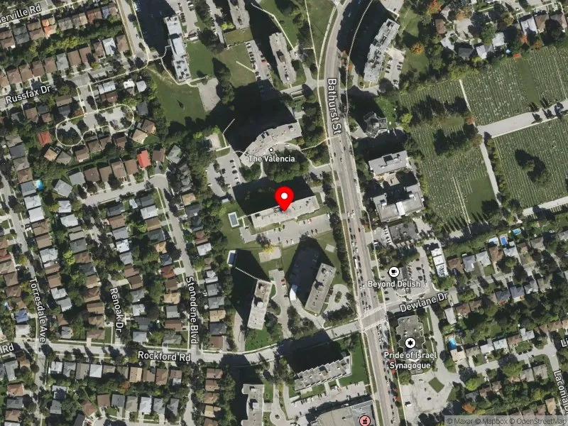 RentSafeTO apartment evaluation satellite view of 6020 BATHURST ST in York Centre, Toronto