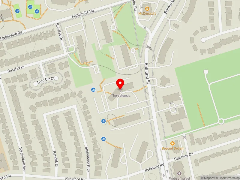 RentSafeTO apartment evaluation map view of 6030 BATHURST ST in York Centre, Toronto