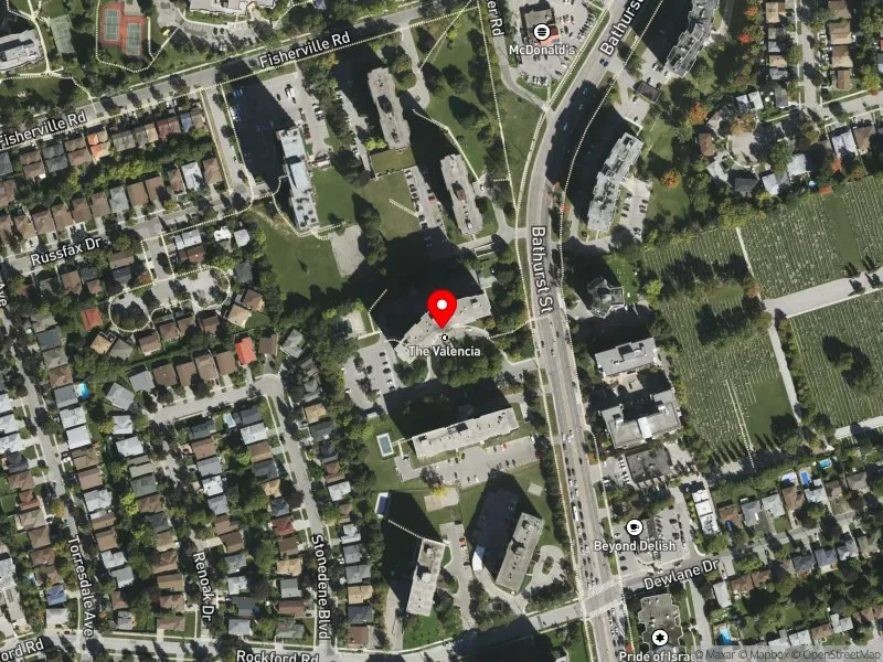 RentSafeTO apartment evaluation satellite view of 6030 BATHURST ST in York Centre, Toronto