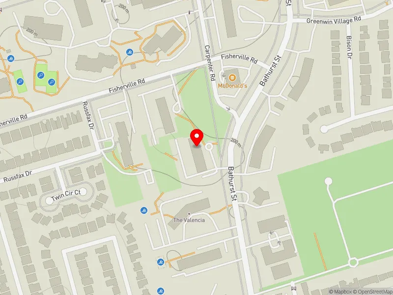 RentSafeTO apartment evaluation map view of 6040 BATHURST ST in York Centre, Toronto