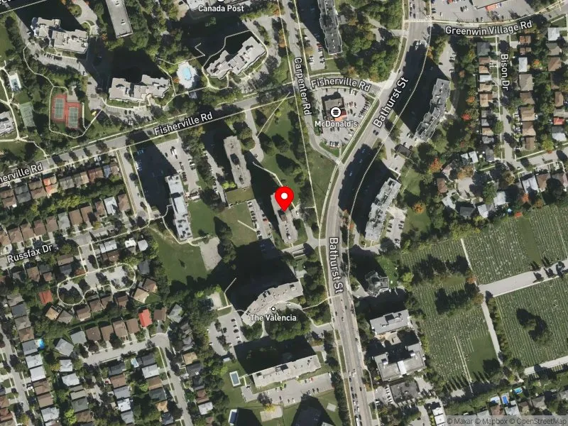 RentSafeTO apartment evaluation satellite view of 6040 BATHURST ST in York Centre, Toronto