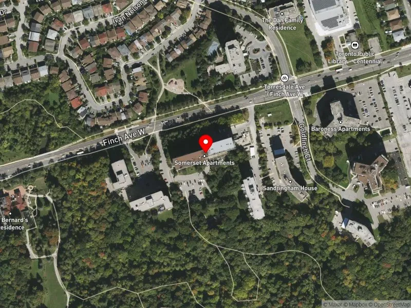 RentSafeTO apartment evaluation satellite view of 605 FINCH AVE W in York Centre, Toronto