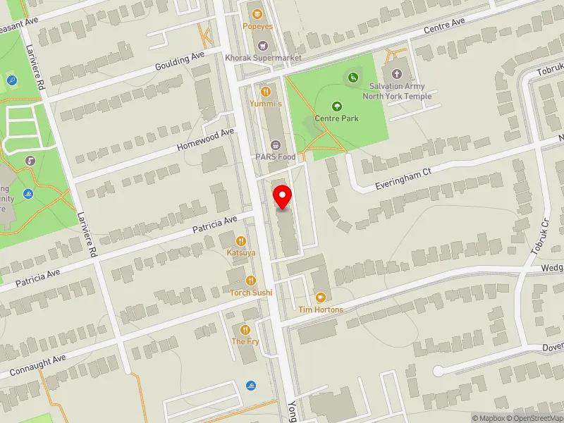 RentSafeTO apartment evaluation map view of 6061 YONGE ST in Willowdale, Toronto