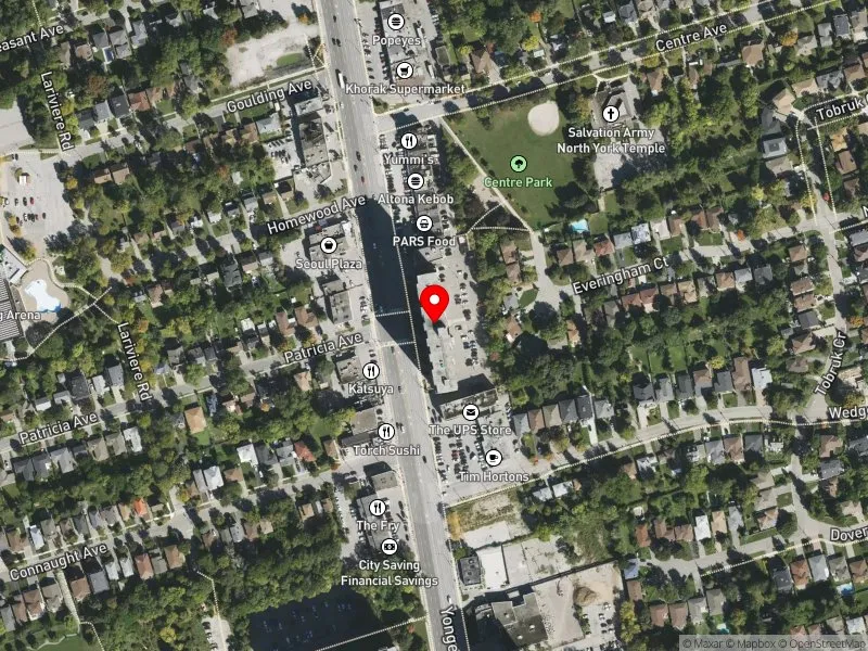 RentSafeTO apartment evaluation satellite view of 6061 YONGE ST in Willowdale, Toronto