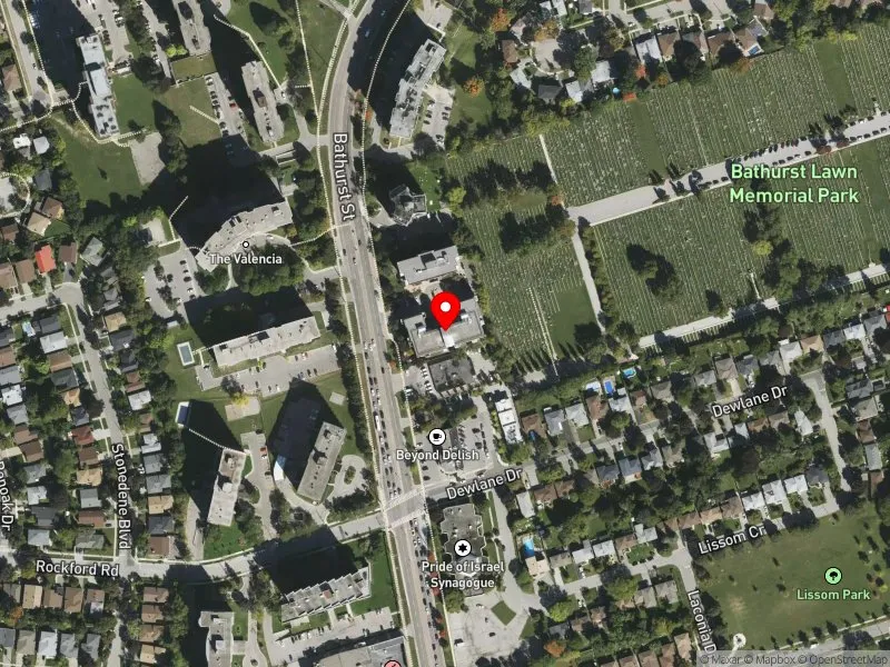 RentSafeTO apartment evaluation satellite view of 6091 BATHURST ST in Willowdale, Toronto
