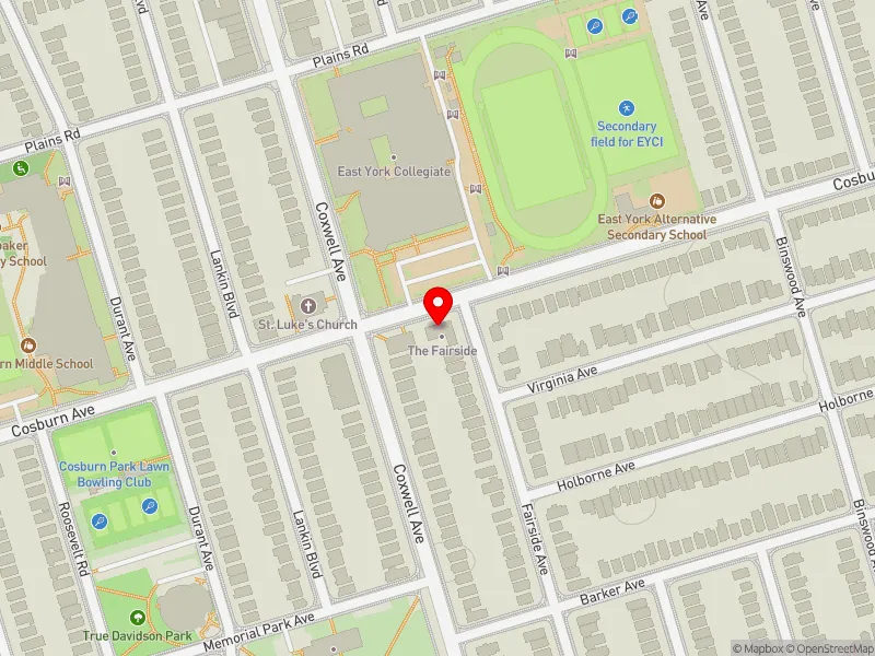 RentSafeTO apartment evaluation map view of 611 COSBURN AVE in Beaches-East York, Toronto