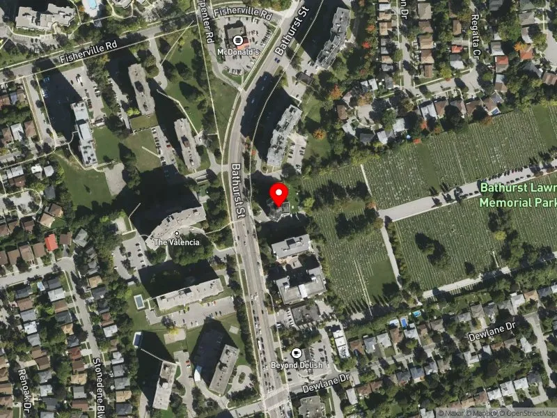 RentSafeTO apartment evaluation satellite view of 6151 BATHURST ST in Willowdale, Toronto