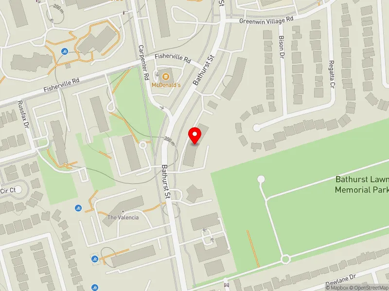 RentSafeTO apartment evaluation map view of 6161 BATHURST ST in Willowdale, Toronto