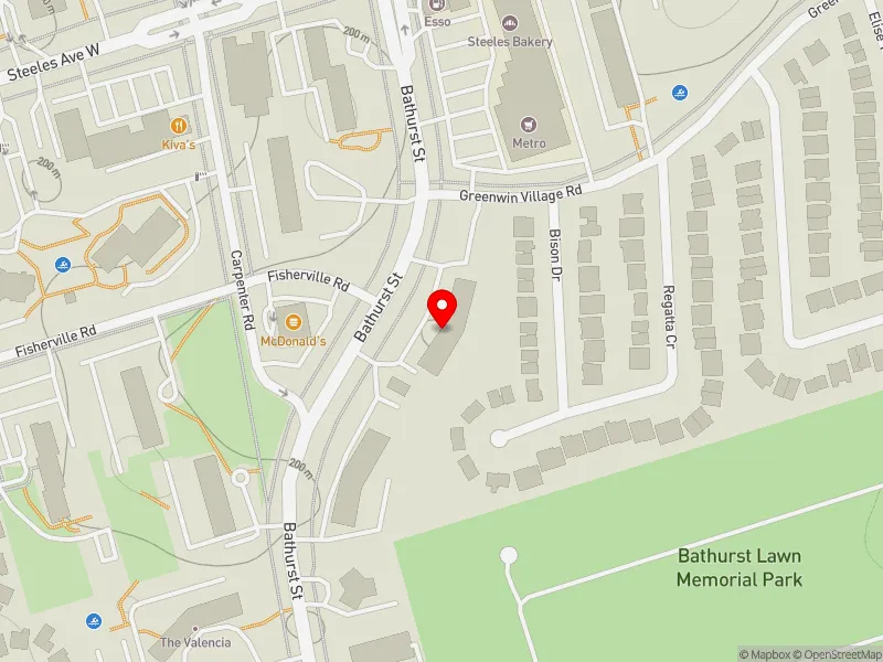 RentSafeTO apartment evaluation map view of 6171 BATHURST ST in Willowdale, Toronto