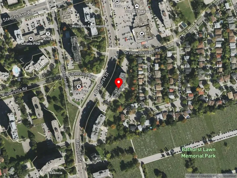 RentSafeTO apartment evaluation satellite view of 6171 BATHURST ST in Willowdale, Toronto