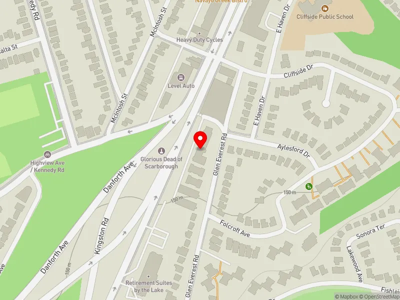 RentSafeTO apartment evaluation map view of 62 GLEN EVEREST RD in Scarborough Southwest, Toronto