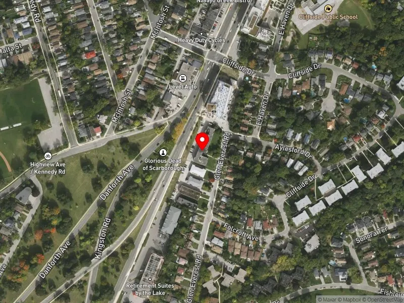 RentSafeTO apartment evaluation satellite view of 62 GLEN EVEREST RD in Scarborough Southwest, Toronto