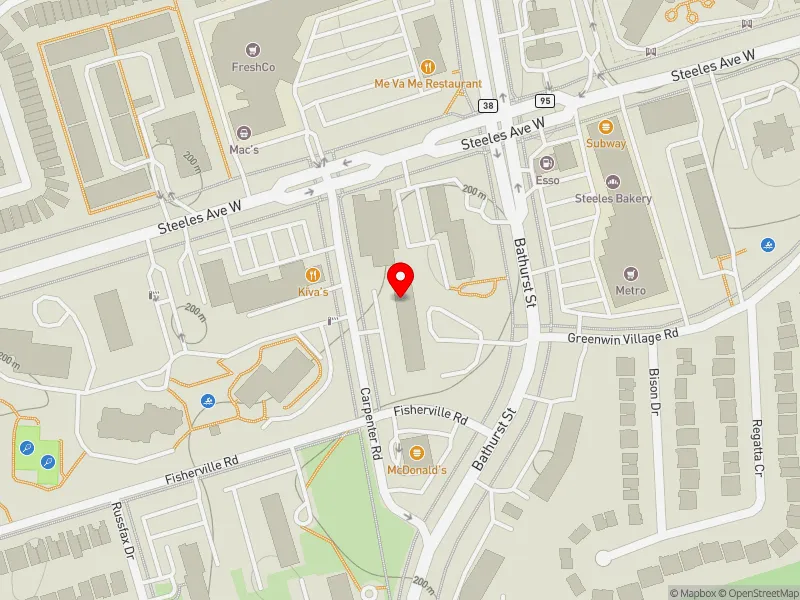 RentSafeTO apartment evaluation map view of 6200 BATHURST ST in York Centre, Toronto