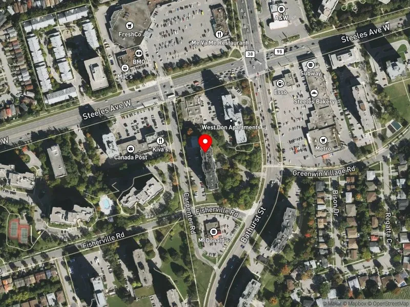 RentSafeTO apartment evaluation satellite view of 6200 BATHURST ST in York Centre, Toronto