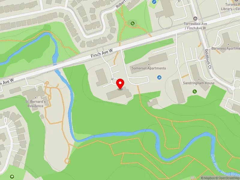 RentSafeTO apartment evaluation map view of 623 FINCH AVE W in York Centre, Toronto
