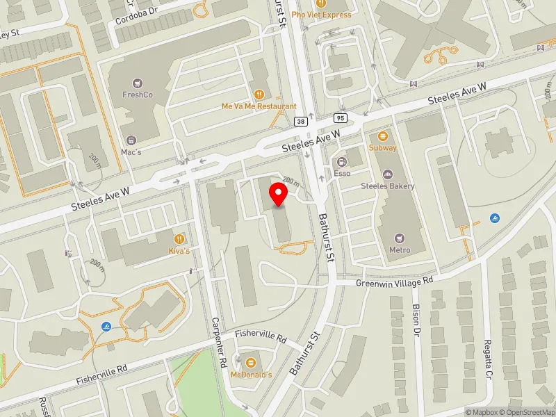 RentSafeTO apartment evaluation map view of 6250 BATHURST ST in York Centre, Toronto