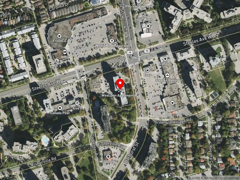 RentSafeTO apartment evaluation satellite view of 6250 BATHURST ST in York Centre, Toronto