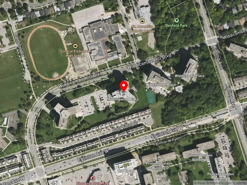 RentSafeTO apartment evaluation satellite view of 63 WIDDICOMBE HILL BLVD in Etobicoke Centre, Toronto