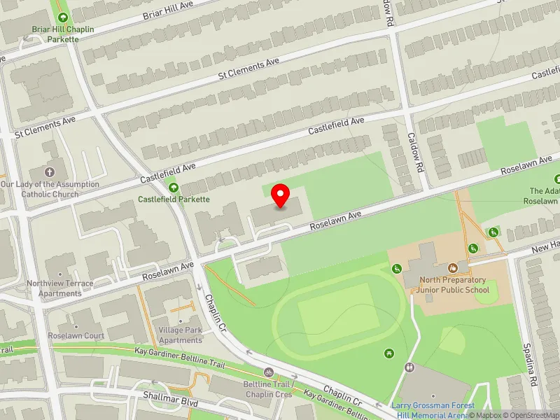 RentSafeTO apartment evaluation map view of 630 ROSELAWN AVE in Eglinton-Lawrence, Toronto