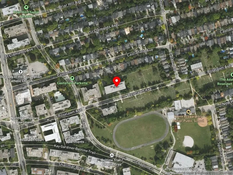 RentSafeTO apartment evaluation satellite view of 630 ROSELAWN AVE in Eglinton-Lawrence, Toronto