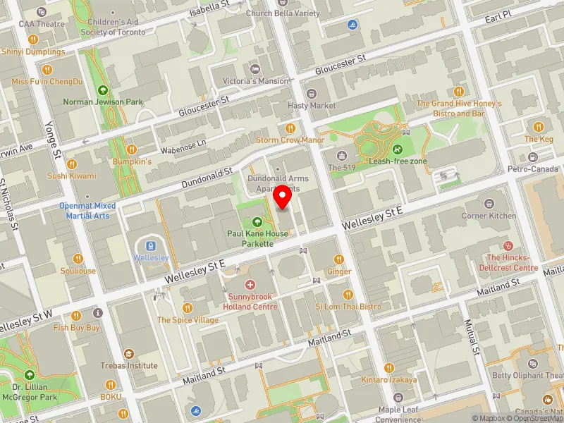 RentSafeTO apartment evaluation map view of 64 WELLESLEY ST E in Toronto Centre, Toronto