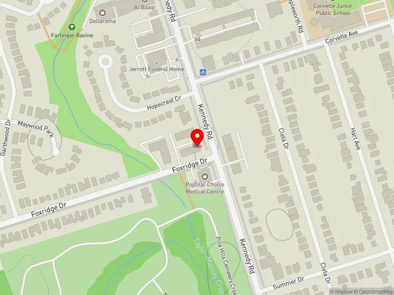 RentSafeTO apartment evaluation map view of 640 KENNEDY RD in Scarborough Southwest, Toronto
