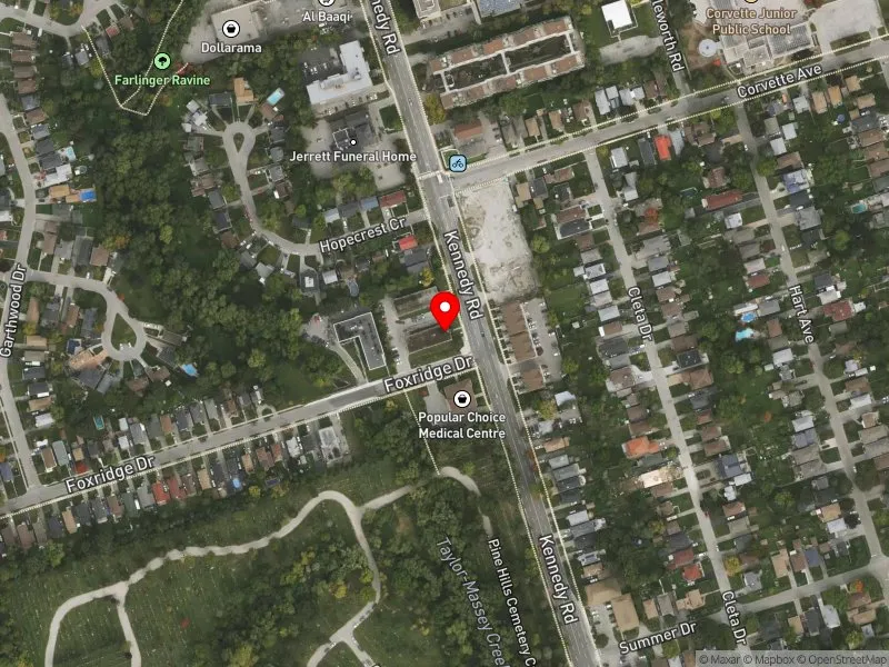 RentSafeTO apartment evaluation satellite view of 640 KENNEDY RD in Scarborough Southwest, Toronto