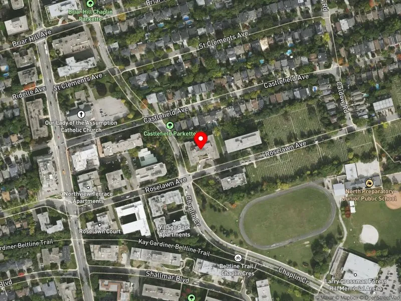 RentSafeTO apartment evaluation satellite view of 640 ROSELAWN AVE in Eglinton-Lawrence, Toronto