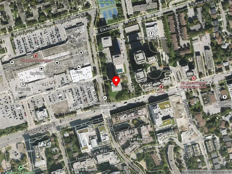 RentSafeTO apartment evaluation satellite view of 640 SHEPPARD AVE E in Don Valley North, Toronto