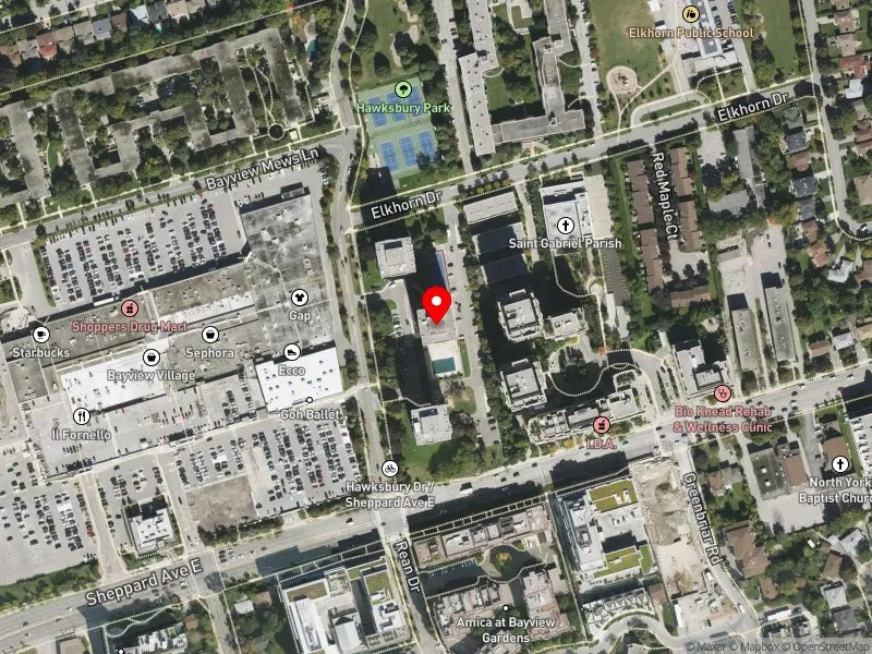 RentSafeTO apartment evaluation satellite view of 642 SHEPPARD AVE E in Don Valley North, Toronto