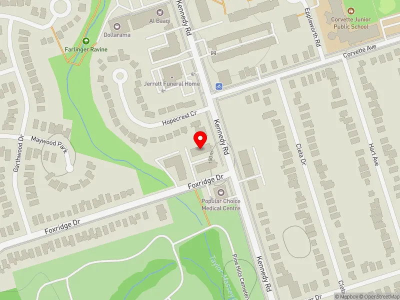 RentSafeTO apartment evaluation map view of 644 KENNEDY RD in Scarborough Southwest, Toronto