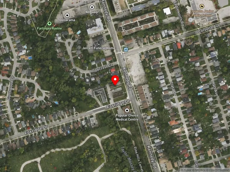 RentSafeTO apartment evaluation satellite view of 644 KENNEDY RD in Scarborough Southwest, Toronto
