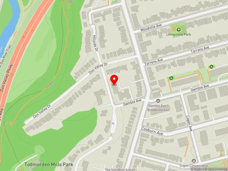 RentSafeTO apartment evaluation map view of 65 A HILLSIDE DR in Toronto-Danforth, Toronto