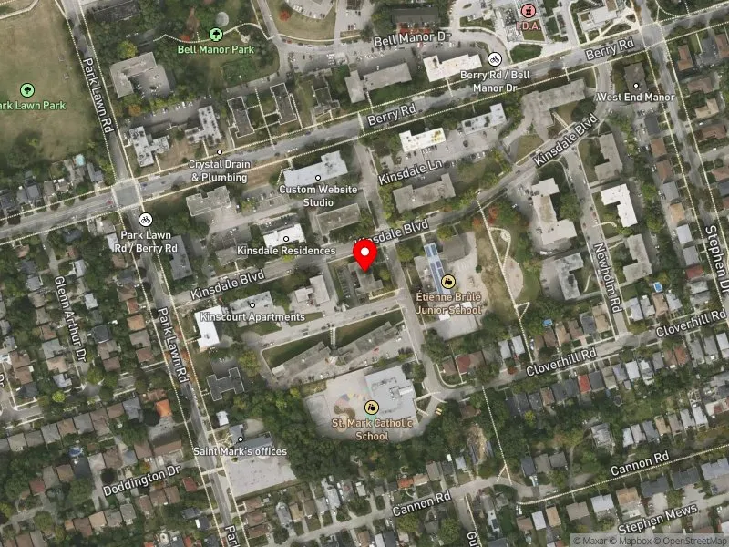 RentSafeTO apartment evaluation satellite view of 65 CLOVERHILL RD in Etobicoke-Lakeshore, Toronto