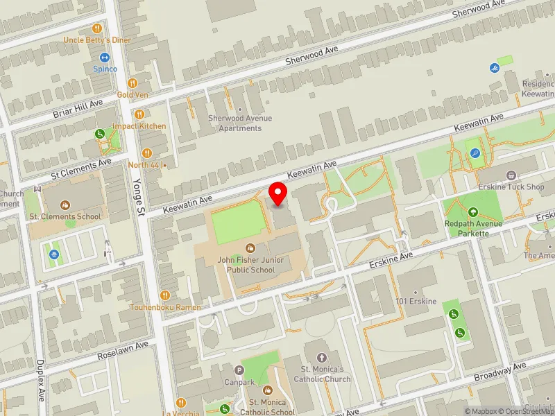 RentSafeTO apartment evaluation map view of 65 KEEWATIN AVE in Don Valley West, Toronto