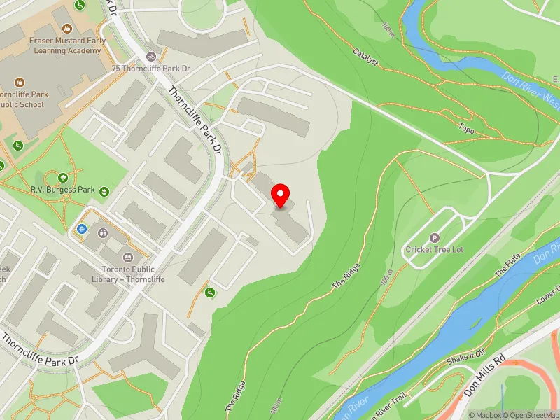 RentSafeTO apartment evaluation map view of 65 THORNCLIFFE PARK DR in Don Valley West, Toronto